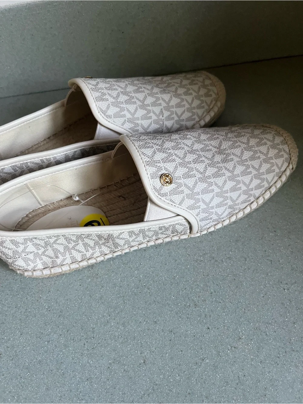 Michael Kors Cream Logo Espadrille Slip-Ons Sz 9 New